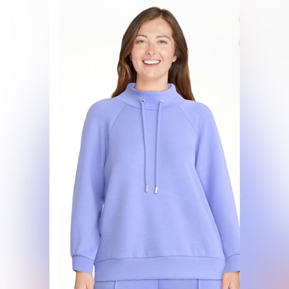 New Scoop Women's Ultimate Scubaknit Funnel Neck Sweatshirt size XL lavender - Picture 3 of 10
